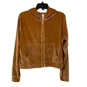 Fabletics Women's Donna Velour Honey Light Brown Full Zip Hoodie Jacket Size M